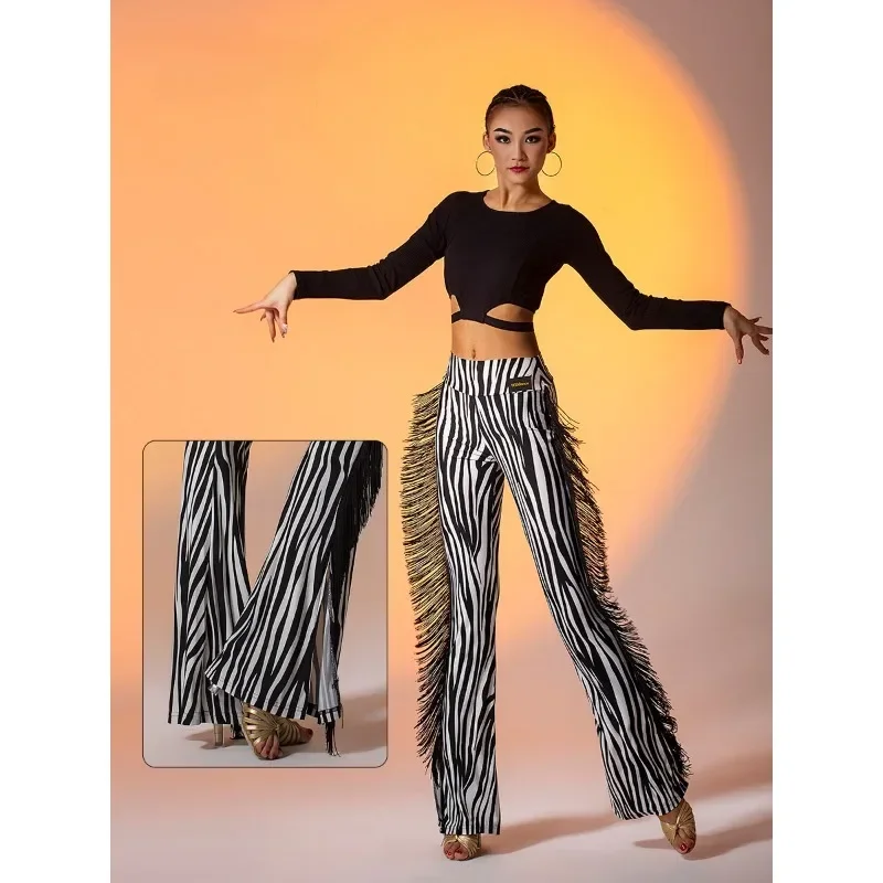 Fringe Cha Cha Samba Salsa Tango Latin ubrania do tańca damskie spodnie taniec towarzyski ćwiczą kostium taneczny zawody kobiet — zdjęcie 2