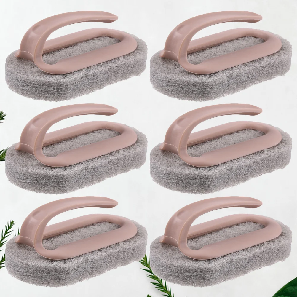 

6Pcs Bathroom Cleaning Brush with Handle Soft Absorbent Sponge for Pots Plates Cups Toilets Faucets Tiles - Pink