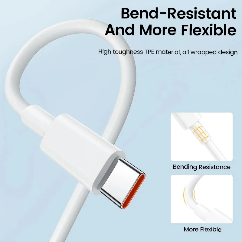 6A 67W Type C USB Fast Charger Cable for Xiaomi Redmi POCO X6 Huawei Honor OPPO Realme Super Quick Mi Turbo Charging Data Cable