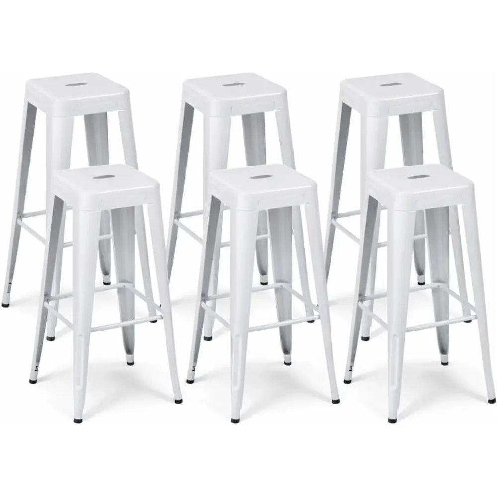 

Набор из 6 высоких белых металлических барных стульев (30 дюймов), стильные, для кафе и бистро