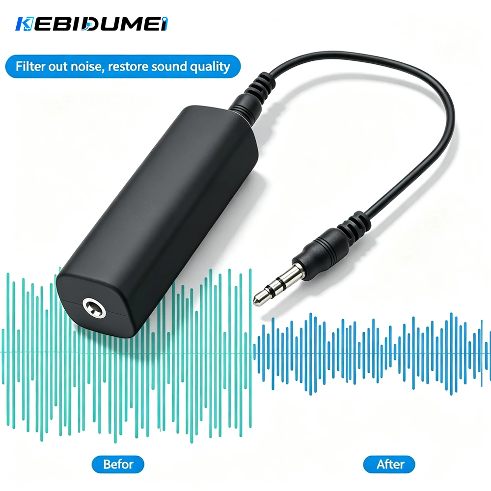 KEBIDUMEI Speaker Line 3.5mm Aux Audio Noise Filter Ground Loop Noise Isolator Eliminate for Car Stereo Audio System Home Stereo