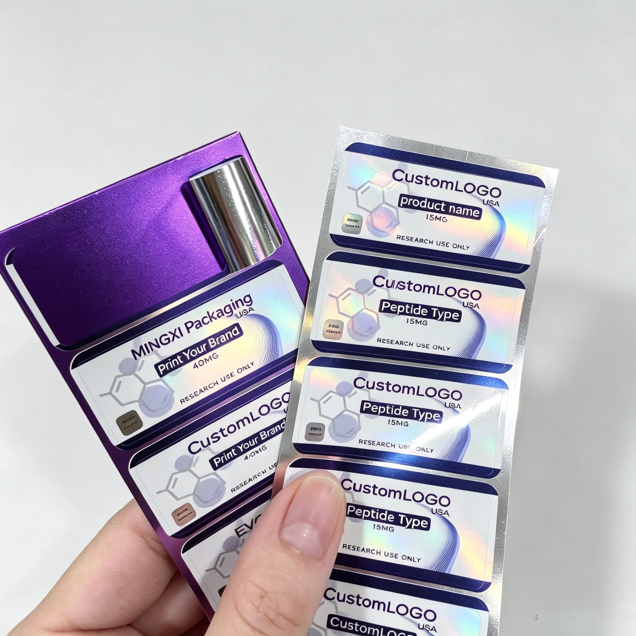 Precision‑Printed Waterproof High Temp Resistant Bottle Labels Self‑Adhesive Stickers for Peptide Injectable Health Vials