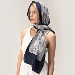 Floral Silk Shawls Scarf For Woman Silk Headscarf Wraps Sunscreen Hijab Soft Kerchief Headscaf Muslim Wrap Scarves Bandage Hijab