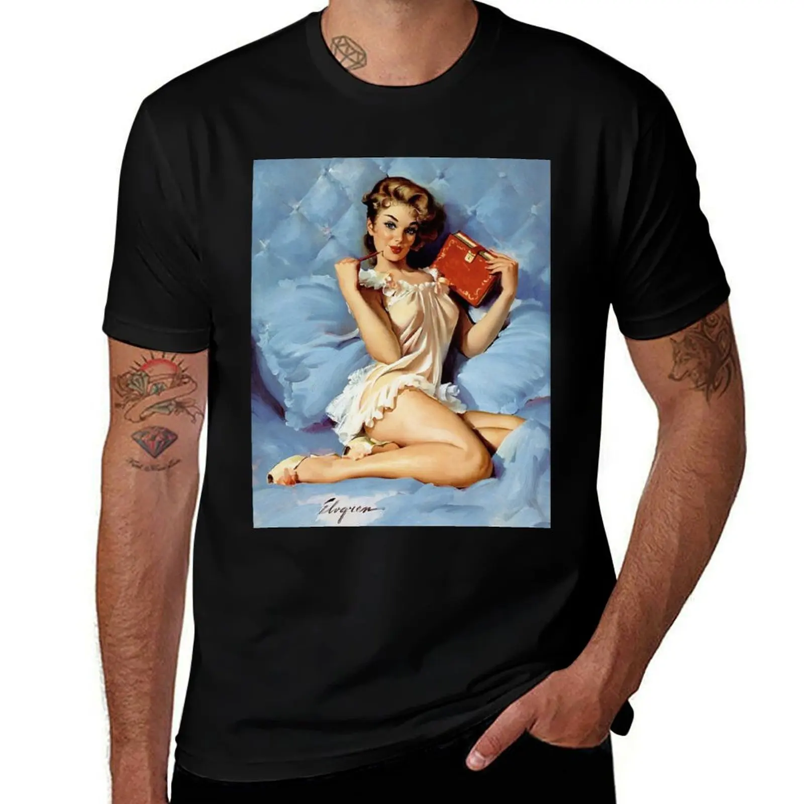 Pin-Up Girl - Elvgren - Vintage T-Shirt graphic t shirts for man T-Shirt