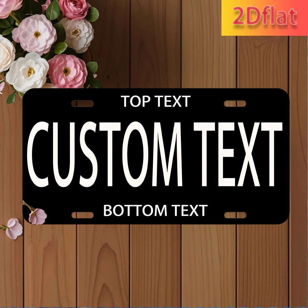 Custom Text License Plate Sign - Personalized Top/Bottom Text, Multiple Color Options, Aluminum Wall Decor for Car, Garage, Man