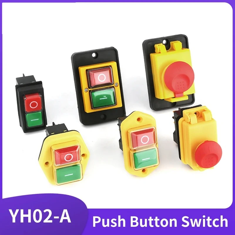 YH02-A 110V 8A / 220V 15A 4PIN 5PIN Electromagnetic Switch Starter Push Button Large Panel for Machine Tool Equipment Waterproof