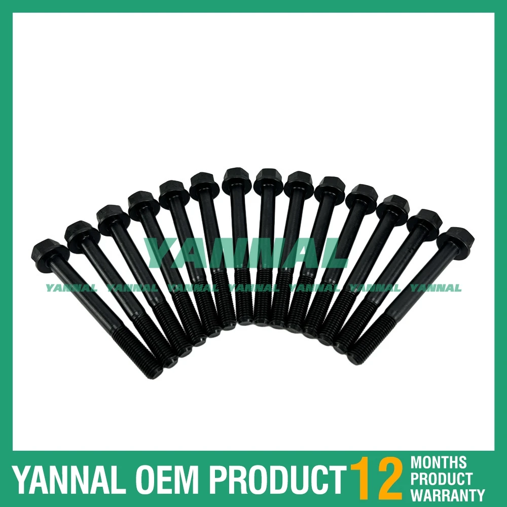 1 Set Cylinder Head Bolt 119810-01200 For Yanmar 3TNE82 Excavator Engine Parts