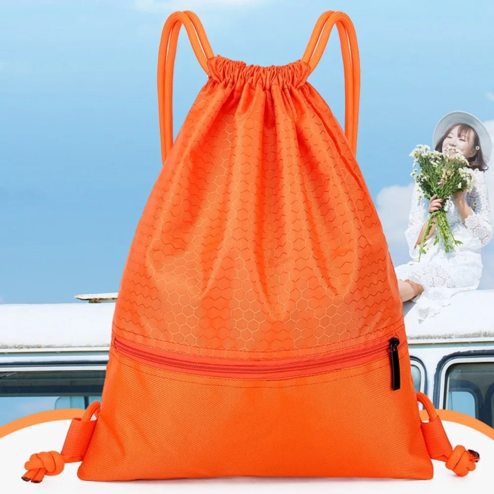 Waterproof Fitness Drawstring Bag Large Capacity Lightweight Drawstring Backpack Solid Color Commuting Drawstring Pocket Travel