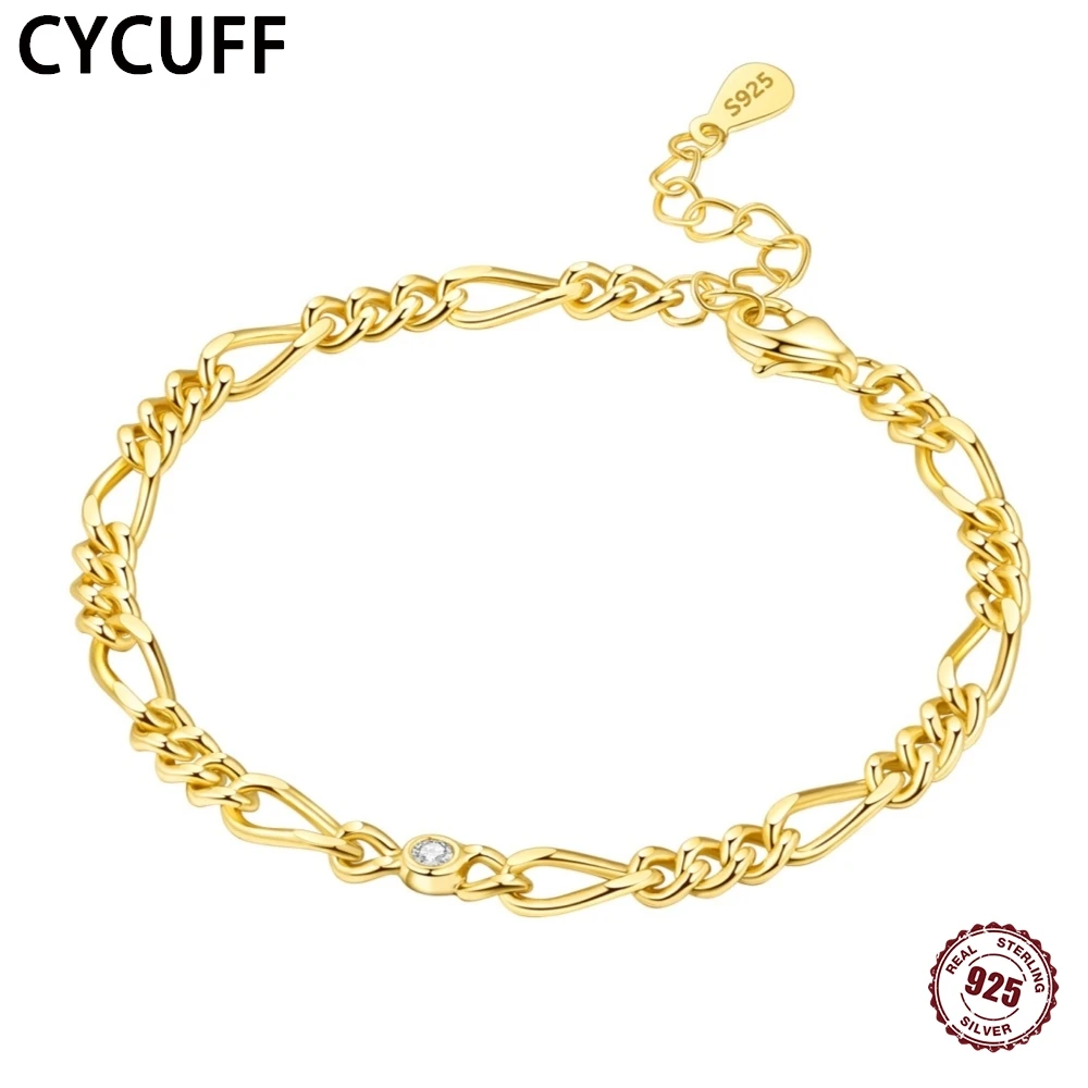 

CYCUFF S925 браслет из стерлингового серебра золото простой инкрустированный цепочка для матери и ребенка женская мода простой день рождения очаровательные ювелирные изделия