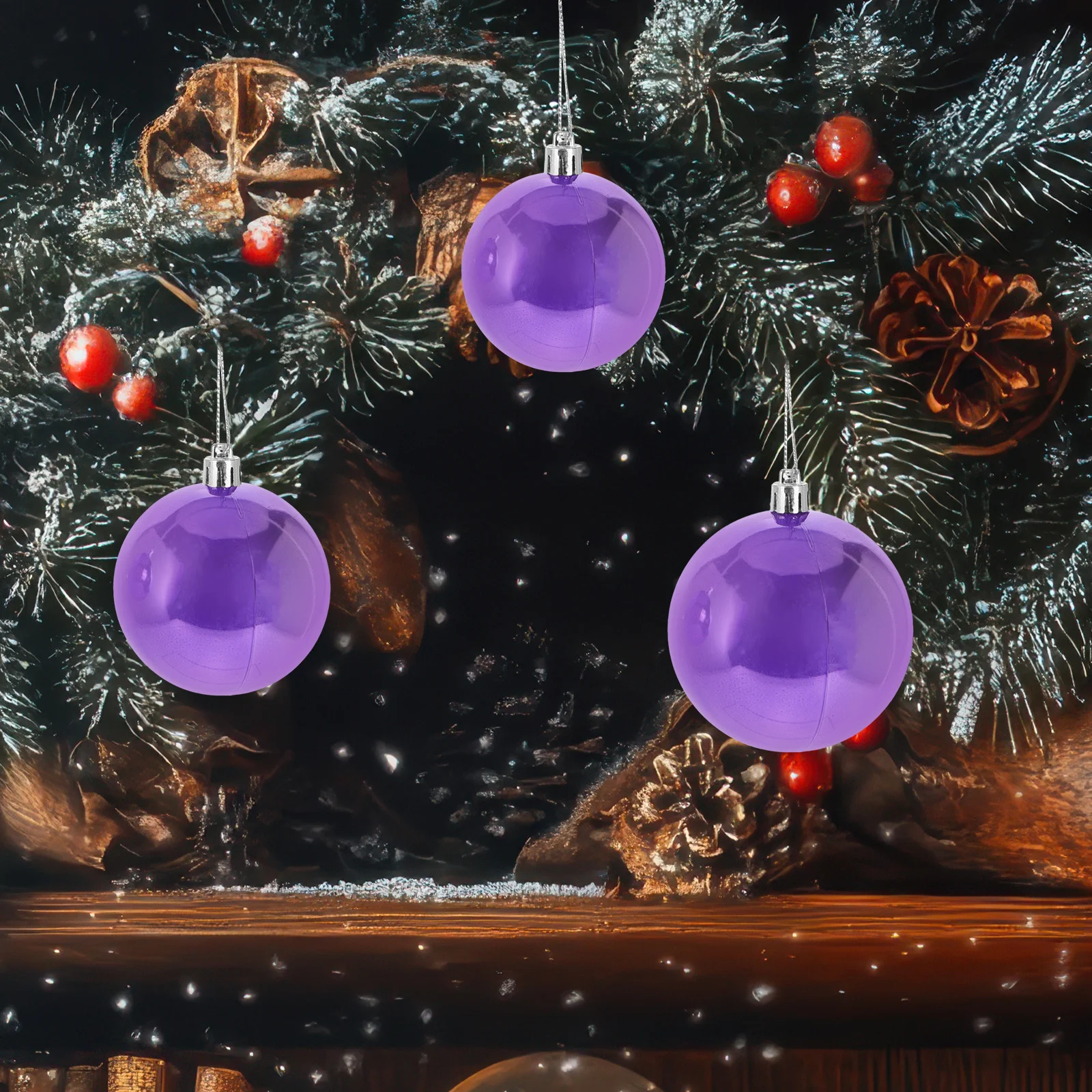 

37Pcs Purple Christmas Ball Ornaments Set Pearl Finish Hanging Decorative Ornaments for Holiday Party Rv Interior Decor Lavender
