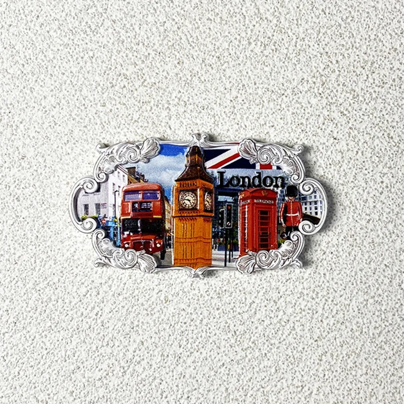

Cute London UK Europe Refrigerator Magnets with Big Ben, Red Double-Decker Bus, Red Telephone Booth & Royal Guard, Strong Magnet