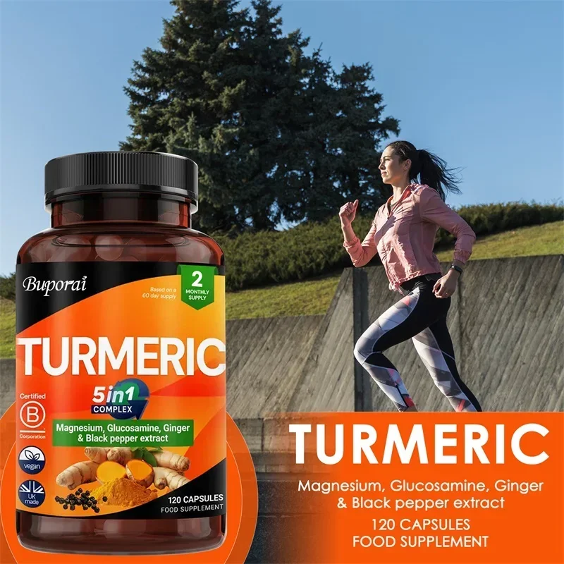 

Turmeric 5-in-1 Complex - Increase Joint Mobility,Promote Joint and Digestive Health, Boost Immunity - Turmeric and Black Pepper