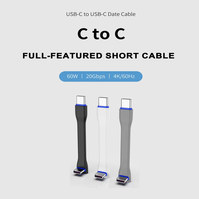 JEYI 20 جيجابت في الثانية 90 °   كابل USB C إلى C PD 3A 60W 75MM كابل USB-C للطاقة المحمولة لأجهزة iPhone15Pro وMacBook وبنك الشحن والكمبيوتر المحمول والكمبيوتر اللوحي