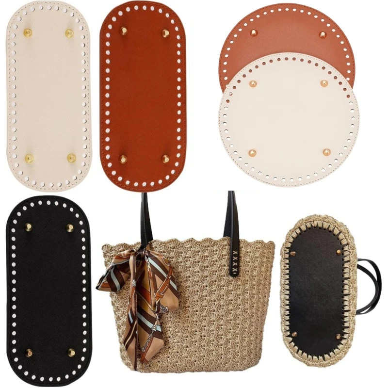 1 Stück Runder Ovaler Boden für Gestrickte Taschen PU-Leder Taschenboden mit Loch für Handwerk DIY Häkeltaschen-Zubehör Universeller Bodenbogen – Detail 7