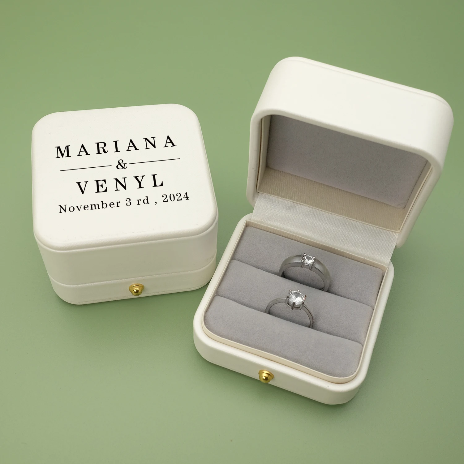 

Personalized Wedding Ring Bearer Box Wedding Ring Box Ring Holder Custom Names & Date Proposal Box Engagement Box