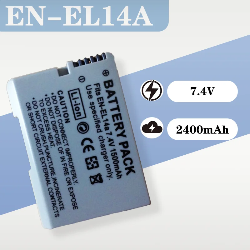 

EN-EL14A EL14 Battery 7.4V 1500mAh Replacement for Nikon D3100 D3200 D3300 D5100 D5200 Digital Camera Lithium Battery