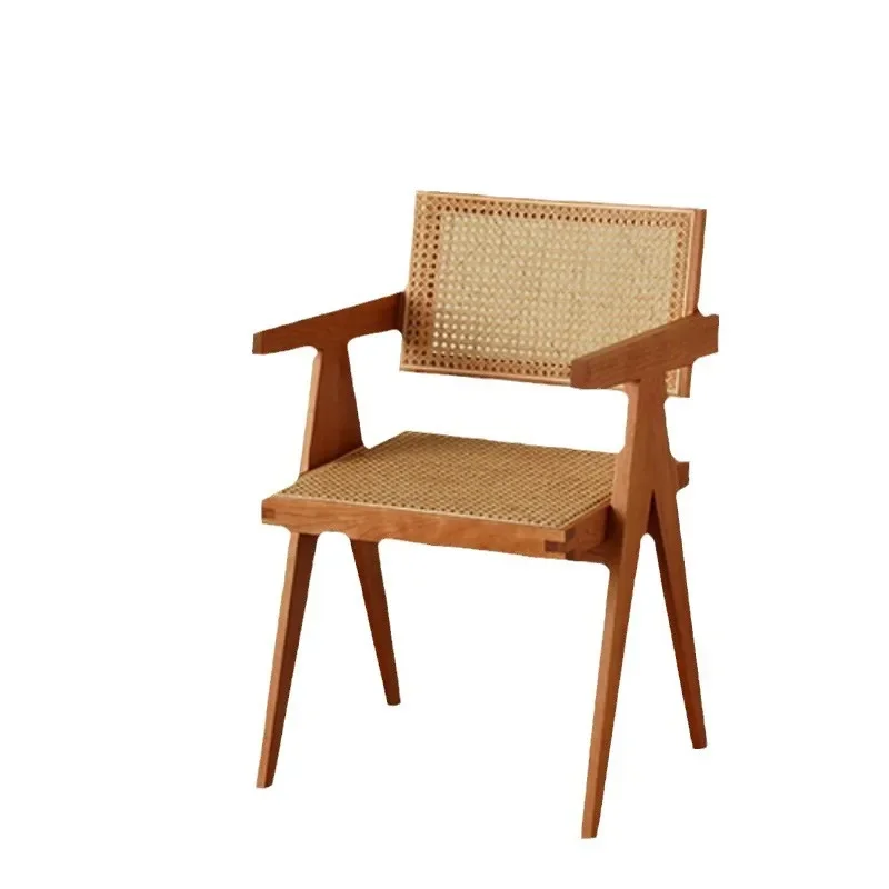 Japanese Nordic solid wood dining chair, home rattan chair, creative retro cherry back dining chair, Chandigarh chair