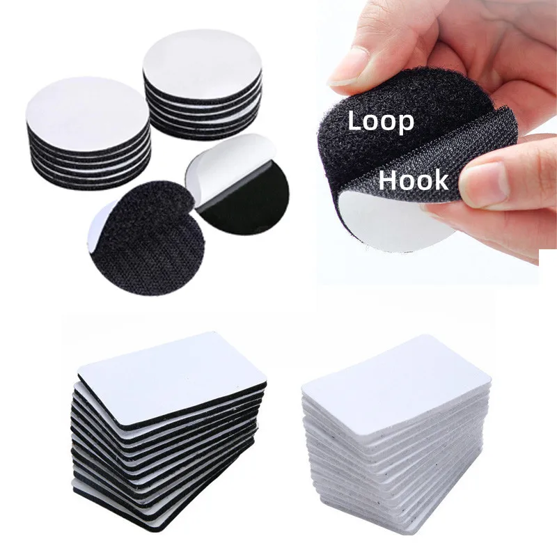 60mm 60*40mm Hook and Loop Interlocking Dots Sticky Self Adhesive Fastener Tape Back Coins Hook Loop DIY Carpet Anti Slip Mat