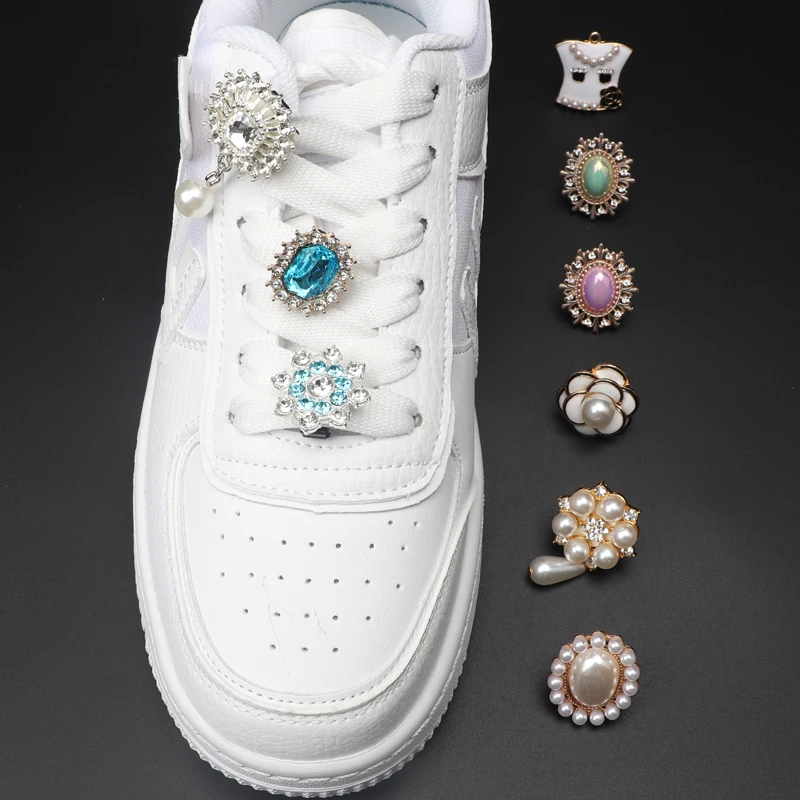 

New Rhinestones Applique Crystal Shoe Accessories Luxury Diamond Pearl Buckle Shoe Decoration Clip For Women Girls Sneaker Strap