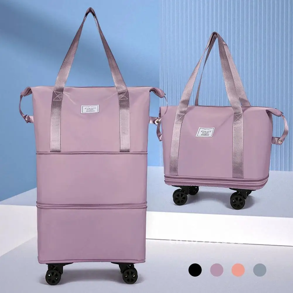 

Travel Trolley Luggage With Wheels Pulley Portable Collapsible Clothes Expandable Capacity Fashion Bag Travel Storage Large Bag