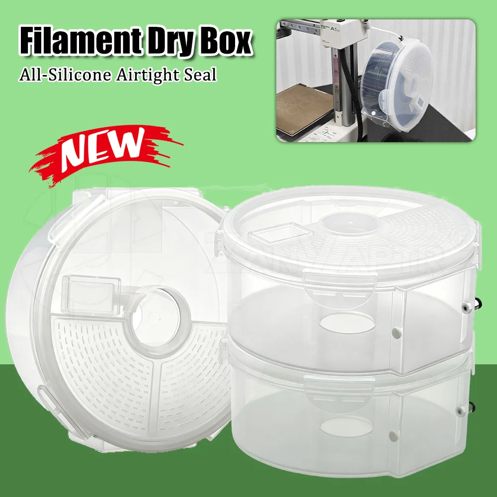 New Upgrade 1KG Filament Box 3D Printer Filament Dry Storage Box Airtight Moisture Proof Spool Holder for PLA PETG ABS TPU