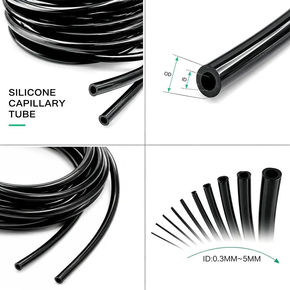 Black food grade high-temperature resistant capillary silicone hose ID0.3-5MM high elasticity/water dispenser guide hose