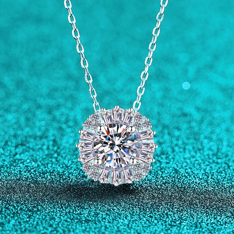 Luxury Baguette Pendant Women's 1CT Moissanite PT950 Platinum - Classic baguette design, luxury sparkle, wedding styling option