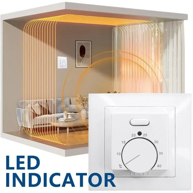 Manual Control Thermostat For Indoor Heating 16A 220VAC Wall Panel LED External Sensors Energy Efficient