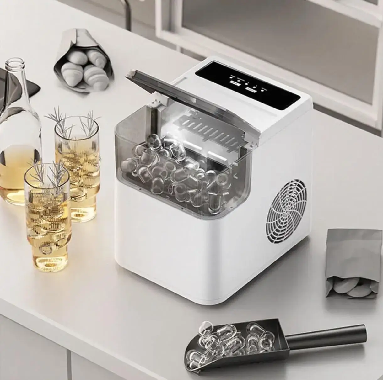 Smart Portable Ice Maker Fully Automatic One‑Touch Operation Fast Bullet Ice Making Machine For Home Kitchen Office Travel Use