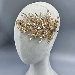 DZ256 Trendy Crystal Bridal Headband Party Handmade Champagne Headpiece Tiaras Wedding Hair Accessories Princess Headdress