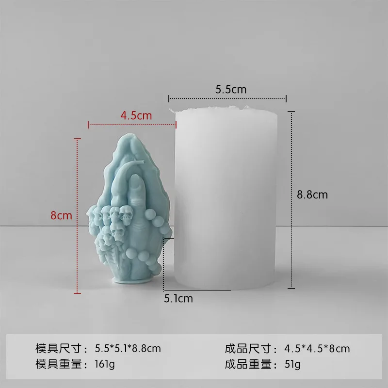 3D Skull Gesture Aromatherapy Candle Silicone Mold DIY Halloween Skull Gypsum Ornament Mold Handmade Soap Candle Making Supplies