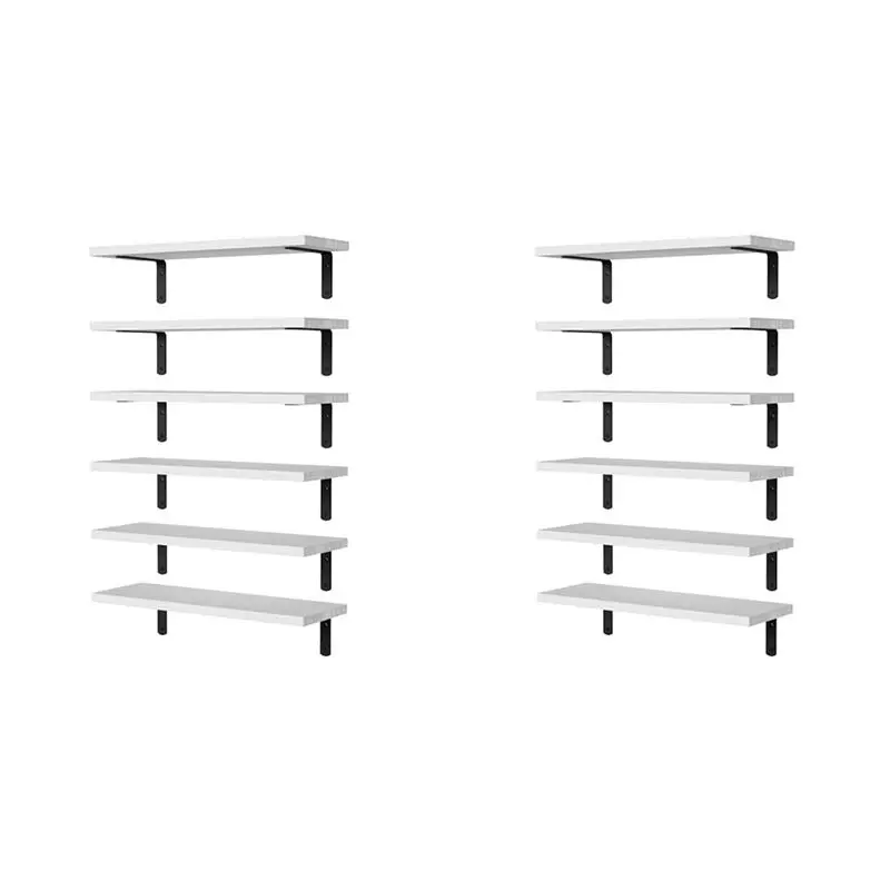 2X Floating Shelves,Wooden Floating Shelves For Wall Decor, Wall Mounted Floating Bathroom Shelf For Storage White