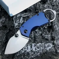 KS 8710 Small EDC Folding Knife with Bottle Opener 8Cr13Mov Blade 440C Blue Handle Portable Outdoor Hiking Camping Utility Tool