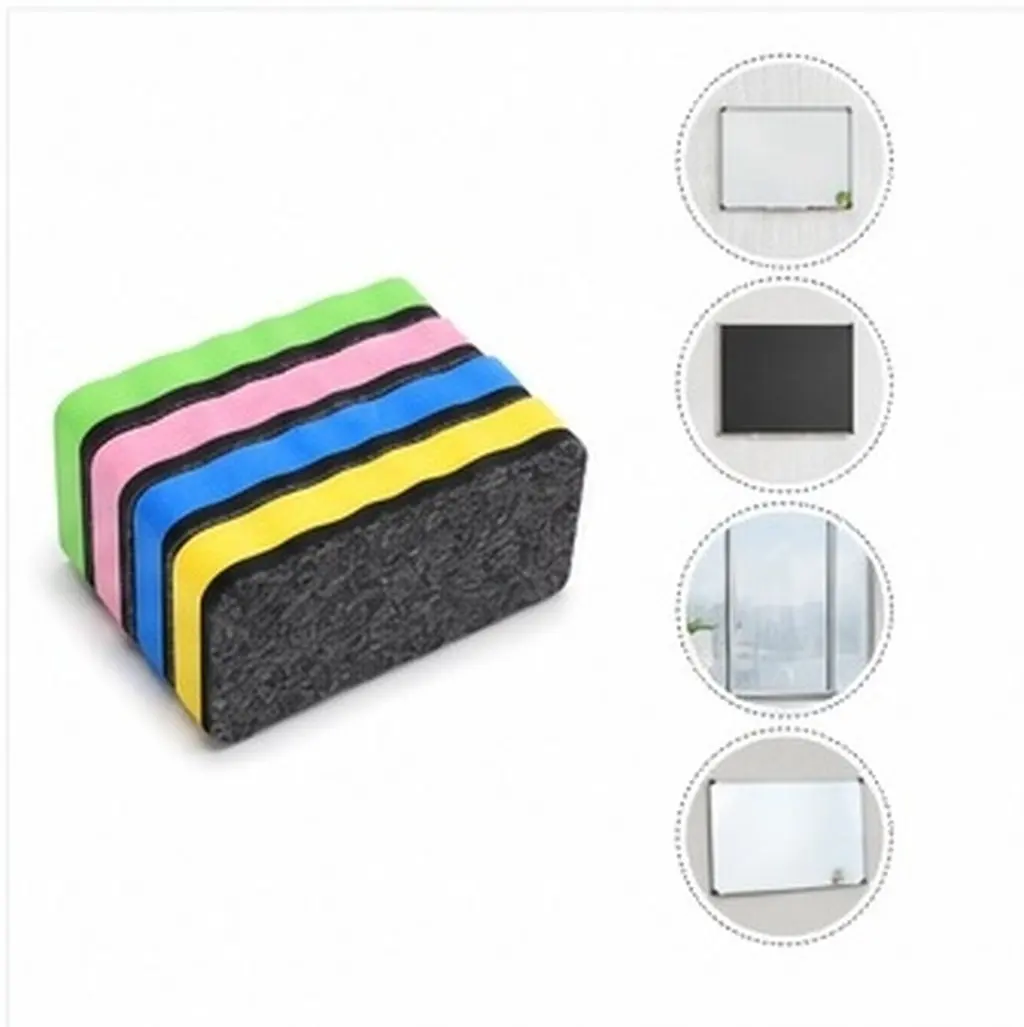 4Pcs Bright Color Eva Felt Whiteboard Eraser Gentle Non Scratch Dry Erase Cleaner for Magnetic Boards Glass Surfaces