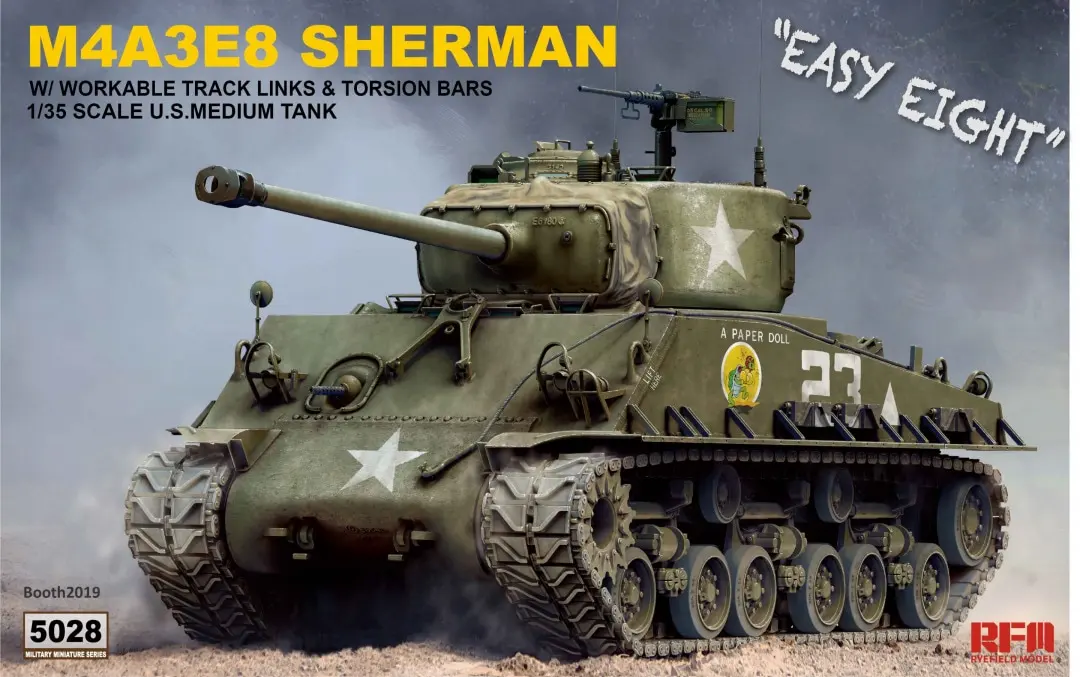 

Ryefield model DIY military assembly tank model kit RM-5028 US Medium Tank M4A3E8 Sherman 1/35