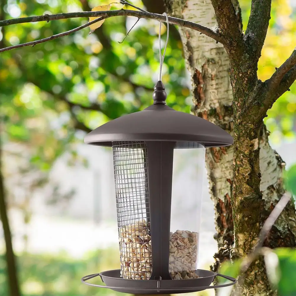 Rainproof Bird Feeder with Drainage Holes Weather Resistant Metal Bird Feeder 2-in-1 Hanging Design with for Outdoor for Outdoor