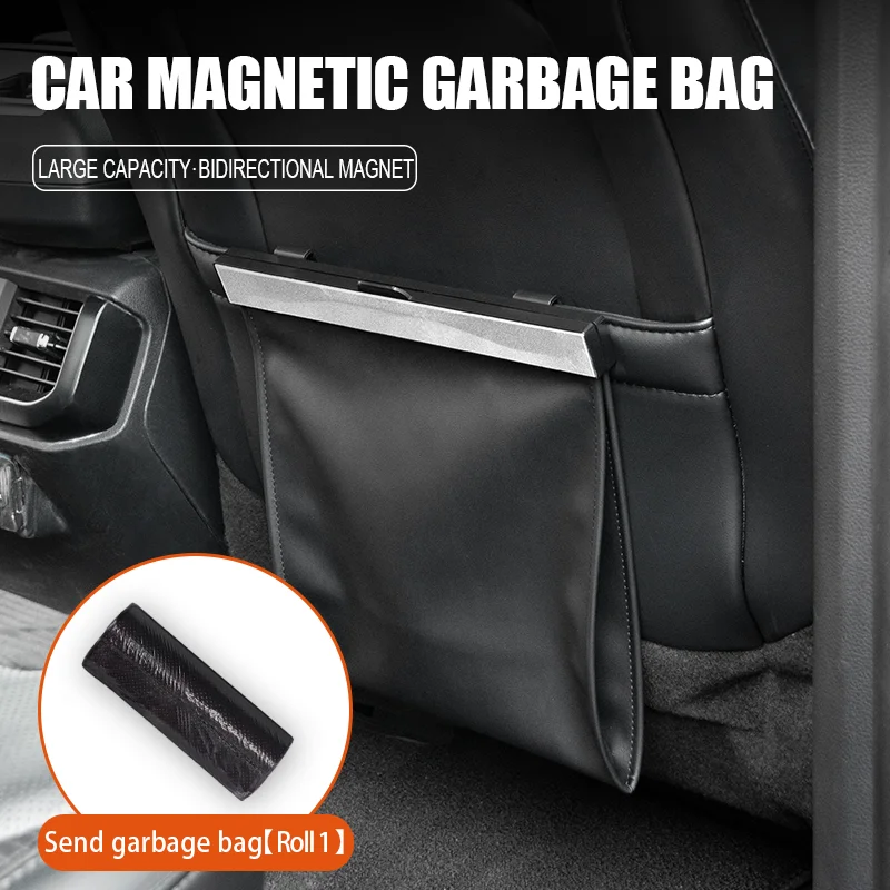 

Car trash bin Multi-functional magnetic suspension foldable seat in car rear convenient bag garbage bag