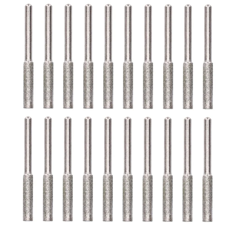 

20Pcs Chainsaw Sharpener Burr Grinding Head Rotating File Sharpening Tool Set KitSilver 4mm