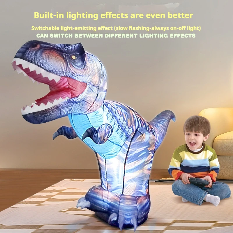 Remote Control Inflatable Dinosaur Tyrannosaurus Rex 130cm Rc Car Rotate In Place Light Music Children'S Toys