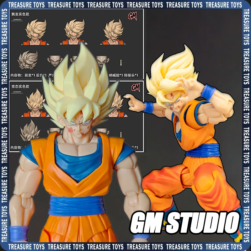 Acessórios de Cabeça GM Studio Goku com Cabelo Liso e Fluído, Boneco de Ação Anime Dragon Ball Super Saiyan Son Goku, Brinquedo Colecionável, Presente