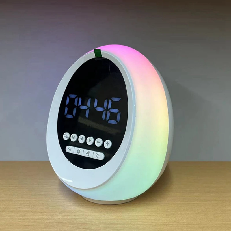 New RGB Colorful Atmosphere Light Bluetooth Speaker Wireless Clock Alarm Clock Gift Card Small Speaker Durable Easy To Use