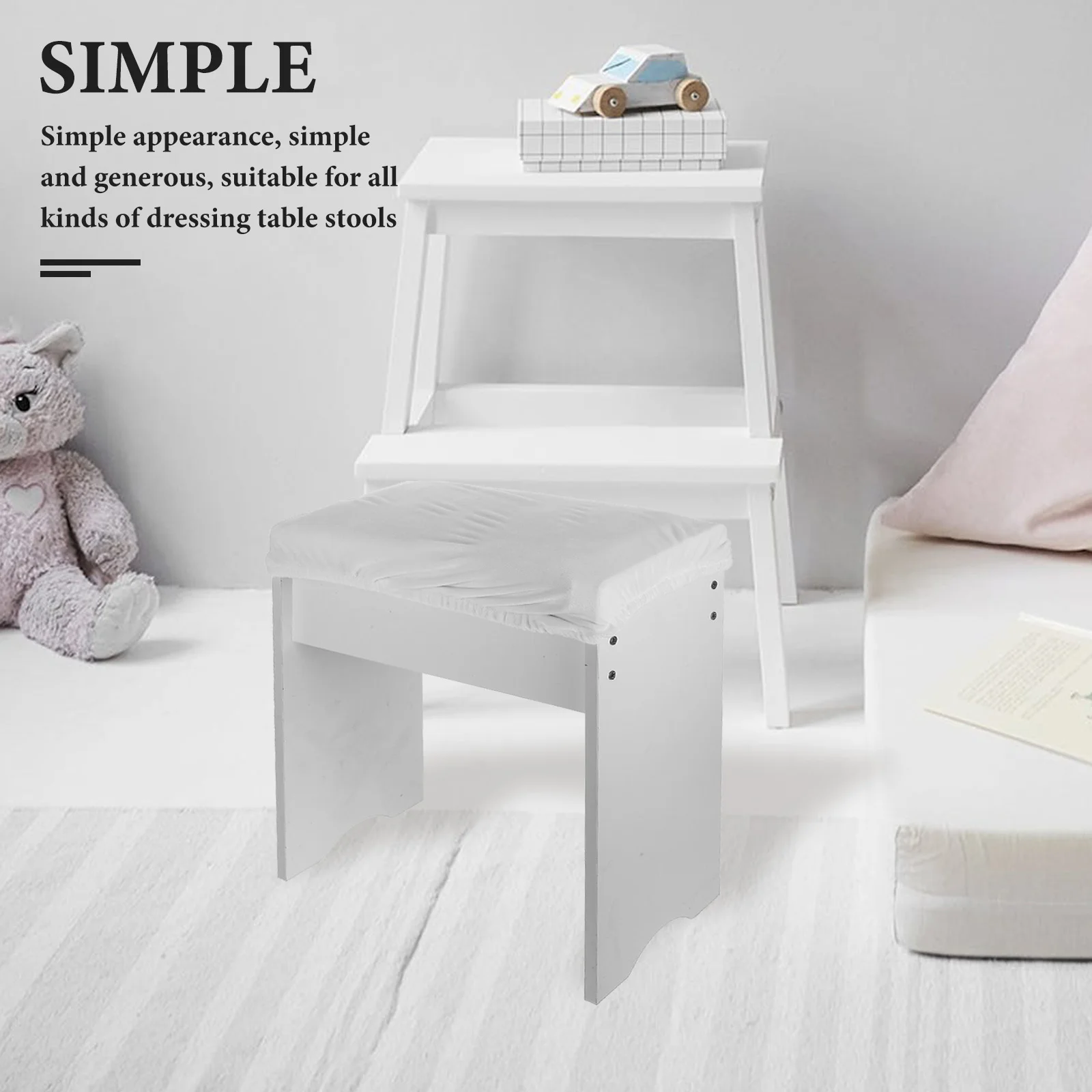 

4Pcs Flannel Stool Cover Rectangle Stretchable Bar Stool Seat Covers Cushion Protector for Vanity Chairs