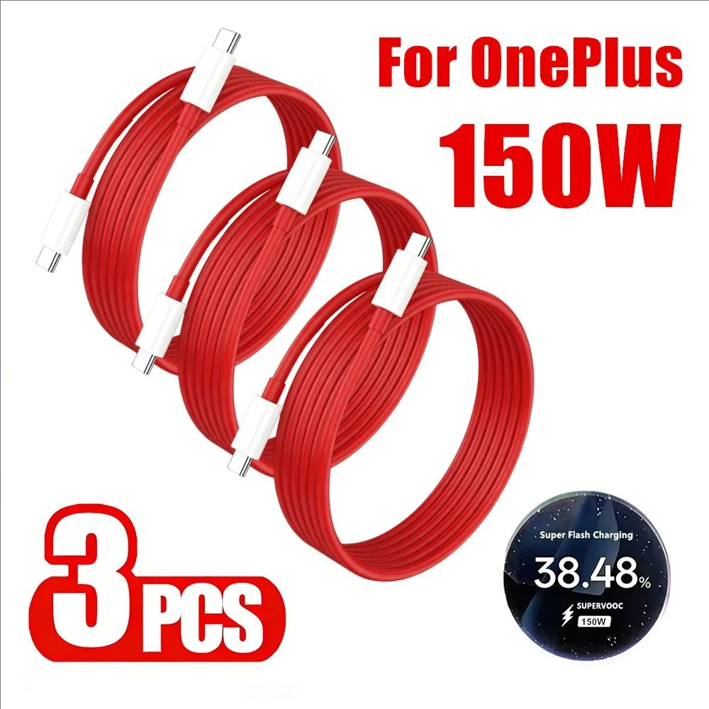 3PCS 150W USB-C Super Fast Charge Type C Cable For OnePlus 9 9R 10 Pro 11 12 12R 13 13R 15 15R Nord 3 4 Lite 5 CE 2 OPPO Realme