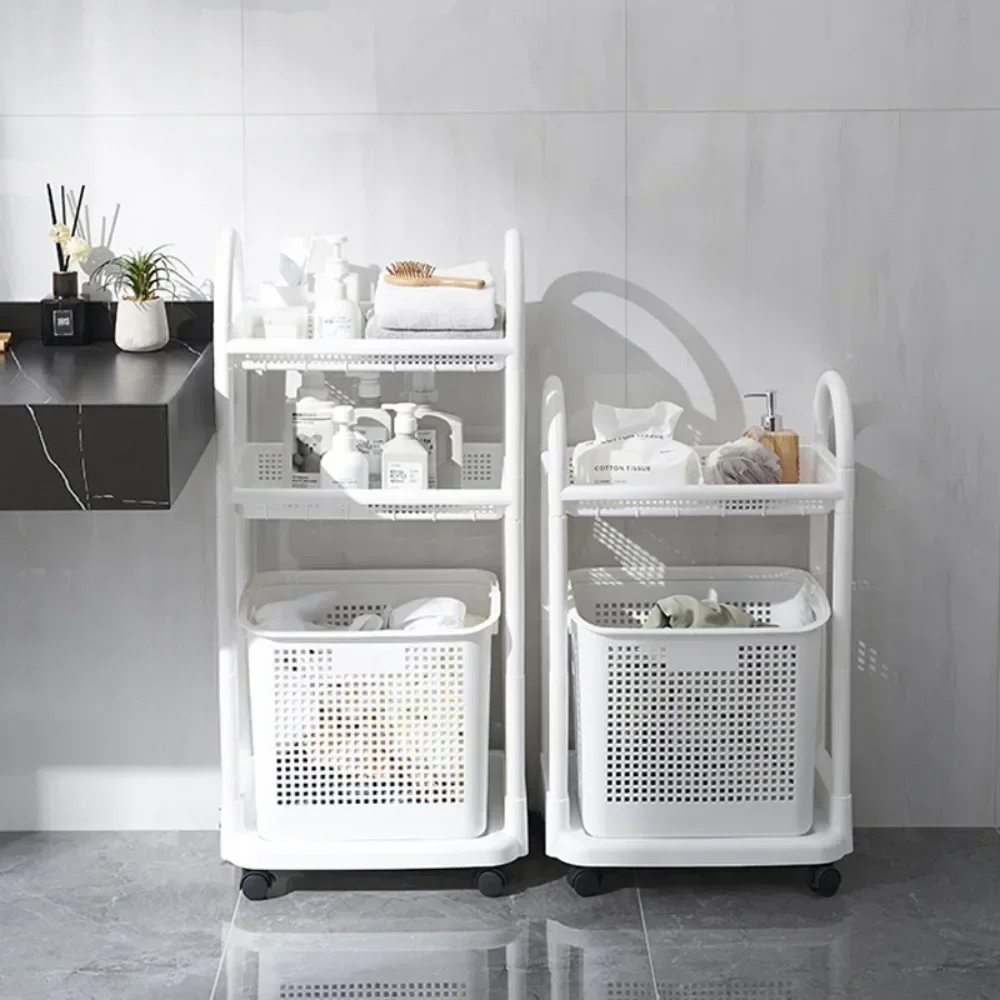 

Laundry Basket Multi-layer Dirty Clotshes Storage Baskets Bathroom Mobile Storage Trolley Portable Household Clotshes Baskets