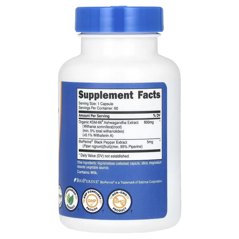 KSM-66 Ashwagandha Extracts Capsules - Relieve Stress and Mood, Promote Sleep Quality, Increase Focus and Brain Health