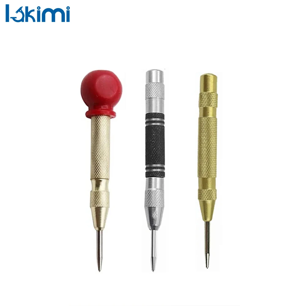 Automatic Spring Loaded Center Punch - Steel Hole Pin Hand Tool for Carpenter Self Marking Dent Marker and Metal Puncher LK-AA33