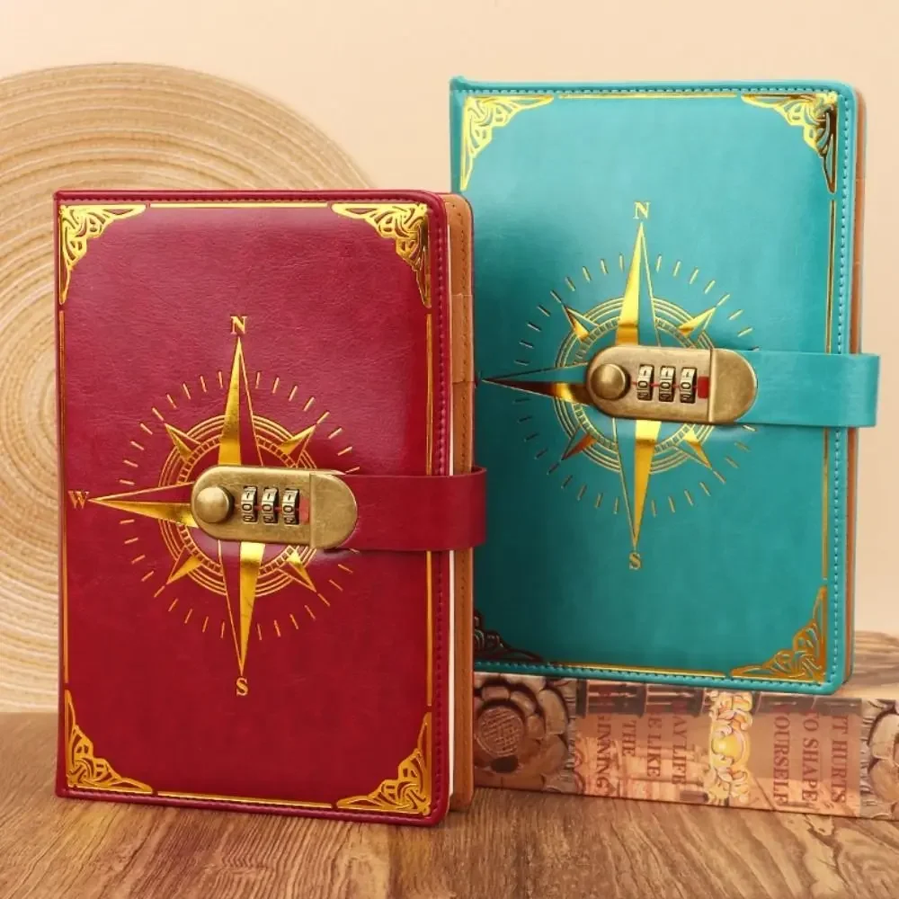 Creative A5 Retro Notebook Thickened Diary Password Lock Notebook Stationery Handbook Vintage Codebook School