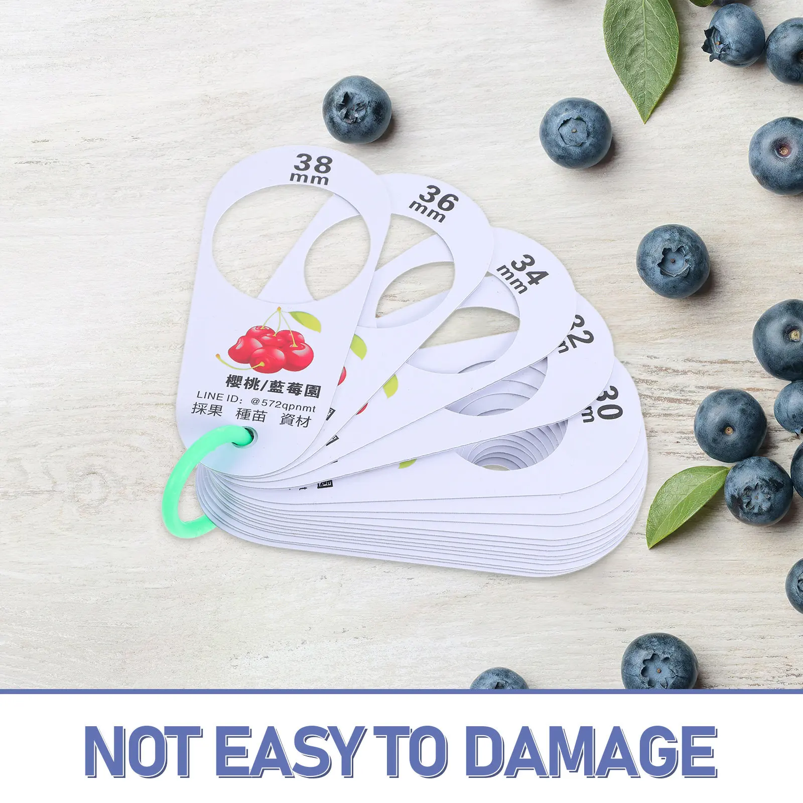 Fruit Grading Ruler 16-Size Diameter Measuring Gauge for Cherries Blueberries Fresh Produce Plastic Portable Accurate Size