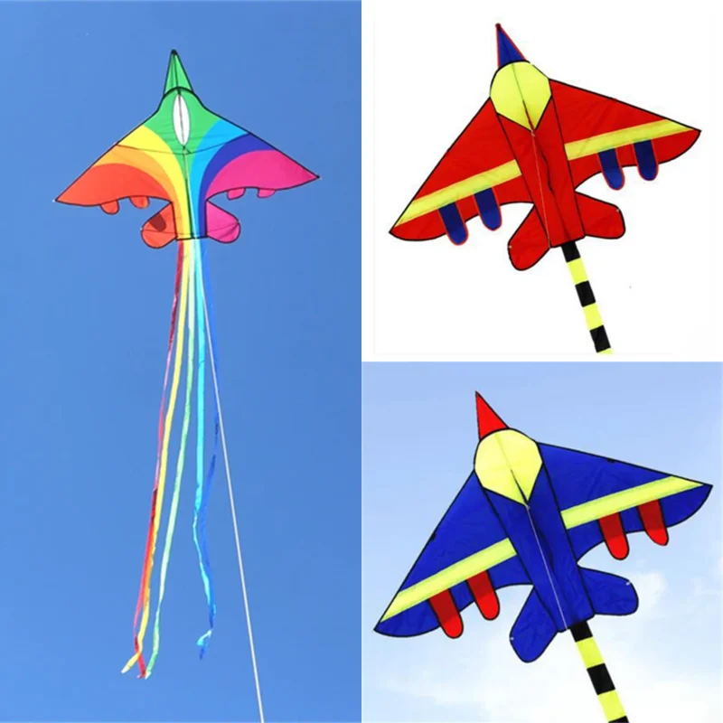 

free shipping rainbow plane kites for children kites flying fighter kite line outdoor kites toys professional windsurf equipment