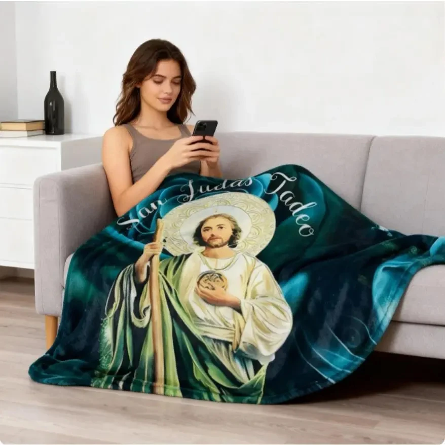 San Judas Tadeo (Saint Jude Thaddaeus) Art-print Blanket—warm  Comfortable, A Classic Choice for Home Decor and Outdoor Leisure.